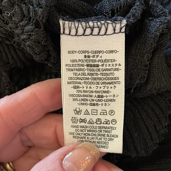 FREE PEOPLE FIRE ISLAND BLACK WOMENS SIZE M CINCH WAIST OPEN BACK KNIT TOP - Picture 10 of 13